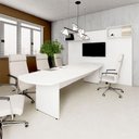 Ver imagem 1 de Mesa de Reunião Orgânica 320cm x 110cm Pés Painel Escritório F5 Office Cor:Branco