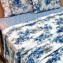 Ver imagem 3 de Jogo de Lençol Lislie Queen 4 Peças Micropercal 300 Fios Estampado Floral - Azul Flores - 100%