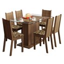Ver imagem 2 de Conjunto Sala de Jantar Madesa Gales Mesa Tampo de Vidro com 6 Cadeiras - Rustic/bege Marrom