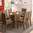 Ver imagem 1 de Conjunto Sala de Jantar Madesa Gales Mesa Tampo de Vidro com 6 Cadeiras - Rustic/bege Marrom