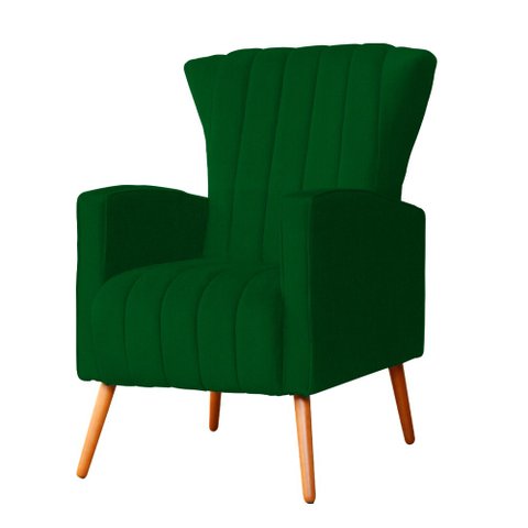 Poltrona Estofada Pés Palito Sala de Estar Melinda Suede Verde - LM DECOR