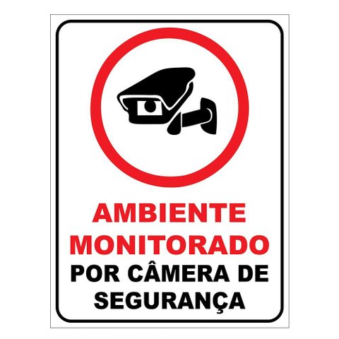 Placa Ambiente Monitorado por Câmeras de Segurança 20x15cm