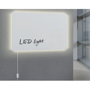 Painel Lousa De Vidro Temperado Branca 120x100cm com led