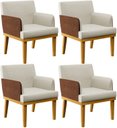 Ver imagem 1 de Kit 04 Poltronas Decorativa Base Mel Beatriz W01 Linho Champagne Couríssimo Marrom - Lyam Decor