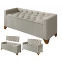 Ver imagem 1 de Recamier Baú Decorativo California 1,30m Premium para Cama Casal Estilo Sofá Estofado Cor Bege