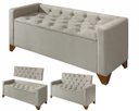 Ver imagem 1 de Recamier Baú Decorativo California 1,30m Premium para Cama Casal Estilo Sofá Estofado Cor Bege