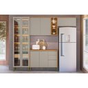 Ver imagem 1 de Cozinha Modulada Completa Allure 4 Peças (2aéreos+1balcão+1cristaleira) Cp11 Jequitiba/gris Fosco