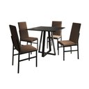 Ver imagem 1 de Conjunto Mesa Mônaco Premium 90cm com 4 Cadeiras Estofadas para Sala Jantar Home - Preto/marrom
