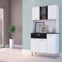 Ver imagem 3 de Armário de Cozinha Kits Paraná Kit Pan 6 Portas 1 Gaveta Linho Branco/preto