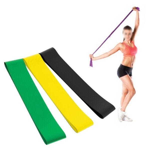 Faixa Elastica Latex Band Yoga Fit Exercicio Kit 3 Niveis de Intensidade - 1