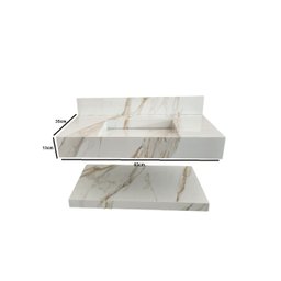 Pia em Porcenato C/prateleira Branco Carrara Gold 65x35 - 3