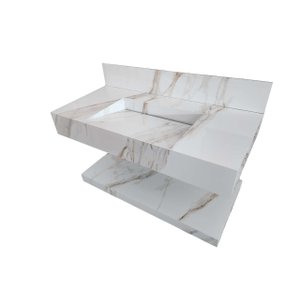 Pia em Porcenato C/prateleira Branco Carrara Gold 65x35