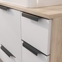 Ver imagem 2 de Conjunto Gabinete Banheiro Yaris 80cm (gabinete + Cuba + Espelheira +tampo Vidro) Madeirado / Branco