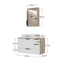 Ver imagem 5 de Conjunto Gabinete Banheiro Yaris 80cm (gabinete + Cuba + Espelheira +tampo Vidro) Madeirado / Branco