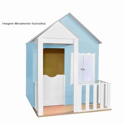 Casinha de Brinquedo com Cercado Azul Bebê/Branco - Criança Feliz - 3