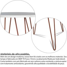 Conjunto Jogo 2 Mesas Redonda de Canto Cambridge Tripé Cobre/Branco - 3