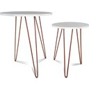 Ver imagem 1 de Conjunto Jogo 2 Mesas Redonda de Canto Cambridge Tripé Cobre/Branco