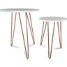 Conjunto Jogo 2 Mesas Redonda de Canto Cambridge Tripé Cobre/Branco - 1
