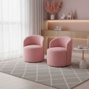 Ver imagem 1 de Kit 02 Poltronas Curva Orgânica Nature Gaia Veludo Rosa - Montanaris Decor