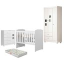 Ver imagem 1 de Quarto de Bebê Life com Berço Americano Carinho Branco Acetinado Colchão Americano Gazin - Tigus