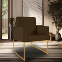 Ver imagem 4 de Kit 02 Poltronas Clínica Courino 3 Cores- Base Ferro Dourado - Marrom