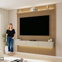 Ver imagem 5 de Painel para TV até 70 Polegadas Frisado com LED Duplo 3 Portas Curitiba - Cinamomo/Off White