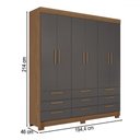 Ver imagem 4 de Guarda-roupa Casal Marilena 6 Portas 9 Gavetas Jatoba/grafite - Pnr Móveis