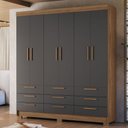 Ver imagem 1 de Guarda-roupa Casal Marilena 6 Portas 9 Gavetas Jatoba/grafite - Pnr Móveis
