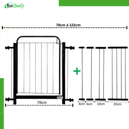 Portão Grade para Cachorro Pet Bebê Porta de 78cm a 122cm:preto - 3