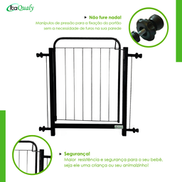 Portão Grade para Cachorro Pet Bebê Porta de 78cm a 122cm:preto - 5