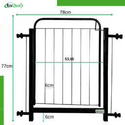 Portão Grade para Cachorro Pet Bebê Porta de 78cm a 122cm:preto - 4