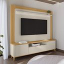 Ver imagem 1 de Estante para Tv até 70 Polegadas Jena 3 Portas com Led Tauari/off White Fosco - Pnr Móveis