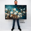 Ver imagem 2 de Quadro Decorativo Caixa Floral Luxo Galhos de Cerejeira TaColado Moldura Caixa 3cm Branca com Vidro 