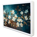 Ver imagem 1 de Quadro Decorativo Caixa Floral Luxo Galhos de Cerejeira TaColado Moldura Caixa 3cm Branca com Vidro 