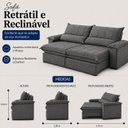 Ver imagem 3 de Sofá Genova Retrátil e Reclinável 240cm - Cinza