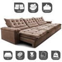 Ver imagem 3 de Sofá Retrátil e Reclinável 3,55m Cama inBox Big Fresh com SoftGel D40 Velupluma Castor