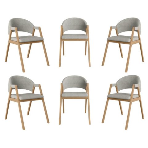 Kit 6 Cadeiras para Mesa de Jantar Moderna Linho - Balaqui Cor:cinza Claro