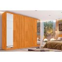 Ver imagem 1 de Guarda Roupa Casal 6 Portas (4 Ripadas e 2 C- Espelho) e 4 Gavetas Oxford Peroba - Europa