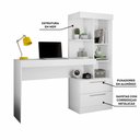 Ver imagem 2 de Conjunto Para Escritório 2 Peças com Mesa e Armário Branco Notável Móveis