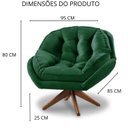 Ver imagem 6 de Poltrona Decorativa Califórnia Base de Madeira Giratória Veludo Verde