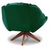 Poltrona Decorativa Califórnia Base de Madeira Giratória Veludo Verde - 5
