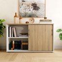 Ver imagem 4 de Armário Organizador 140cm 2 Portas de Correr Escritório F5 Cor:macadâmia com Branco
