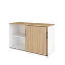 Ver imagem 6 de Armário Organizador 140cm 2 Portas de Correr Escritório F5 Cor:macadâmia com Branco