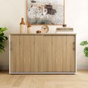 Ver imagem 3 de Armário Organizador 140cm 2 Portas de Correr Escritório F5 Cor:macadâmia com Branco