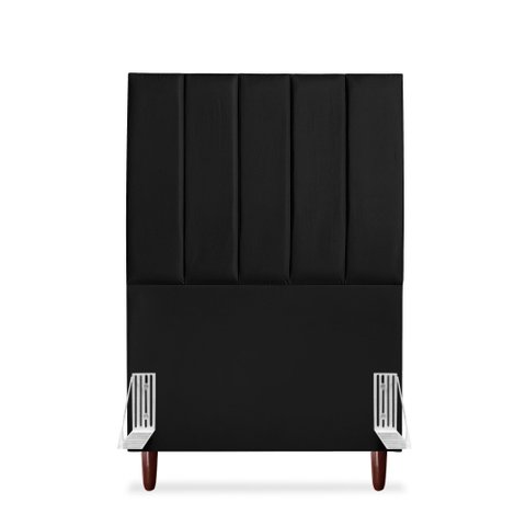 Cabeceira Estofada Solteiro Carla 90cm Corino Preto