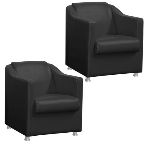 Kit 2 Poltronas Bia para Sala e Recepção Corino Preto
