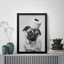 Ver imagem 1 de Quadro para Banheiro Pug - Papel Higiênico 24x18cm - com Vidro:moldura Branca