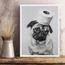 Ver imagem 2 de Quadro para Banheiro Pug - Papel Higiênico 24x18cm - com Vidro:moldura Branca