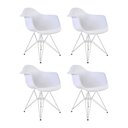 Ver imagem 1 de Kit 4 Poltronas Eames Eiffel Branca com Braço Daw Ferro Branco