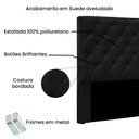 Ver imagem 2 de Cabeceira Casal Dora 140cm para Cama Box Estofada Estrutura Mdf Suede Preto Loja Sheep